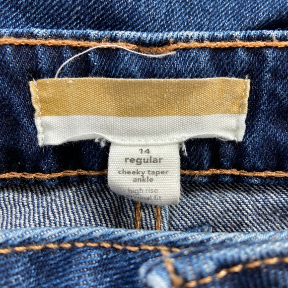 Goldie Blues Cheeky Taper Ankle High Rise Dark Blue Denim Jeans Womens 14 - Picture 9 of 11